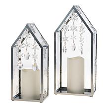 august & leo Snowflake & Crystal Metal Lantern - Set of 2