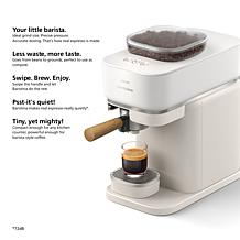 Automatic Espresso Machine, Milky White with Ash Wood Portafilter