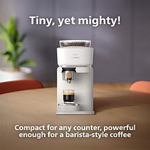 Automatic Espresso Machine, Milky White with Ash Wood Portafilter