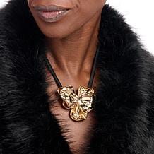 Badgley Mischka Alloy 32-1/2" Molten Lily Design Drop Cord Necklace