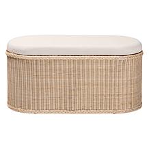 bali and pari Barid Rattan Oval Storage Bench with Cushion