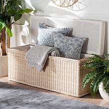bali and pari Barid Rattan Storage Bench with Large Cushion 