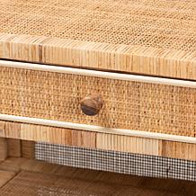 bali & pari Bella Mahogany Wood and Rattan 1-Drawer Console Table