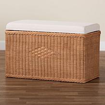 bali and pari Eamon Rattan Storage Bench with Cushion