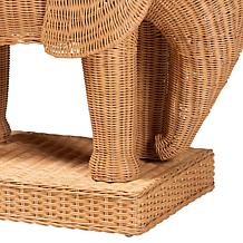 bali and pari Elissa Rustic Teak Wood and Rattan Elephant End Table