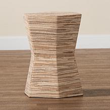 bali and pari Idana Bohemian Hexagonal Grasscloth End Table 