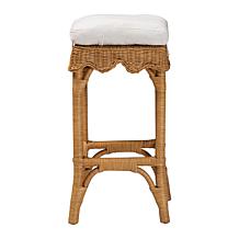bali and pari Muy Bohemian Scallop Rattan Bar Stool with Cushion