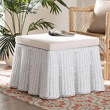 bali and pari Palm Bohemian White Rattan Ottoman