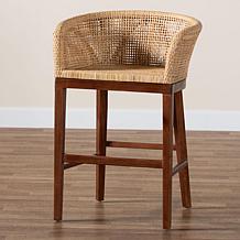 bali & pari Papua Rustic Acacia Wood & Rattan Counter Stool