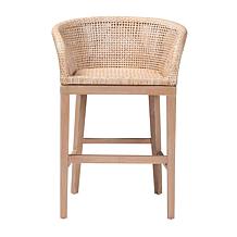 bali & pari Papua Rustic Acacia Wood & Rattan Counter Stool