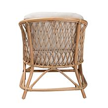 bali & pari Patsy Modern Bohemian Fabric and Rattan Armchair