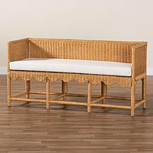 bali and pari Serenay Bohemian Scallop Rattan Accent Bench
