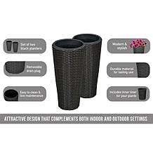 Balkene Home Noah Round Wicker Planter 2-Piece Set - Black