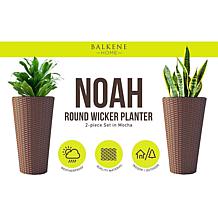 Balkene Home Noah Round Wicker Planter 2-Piece Set - Mocha