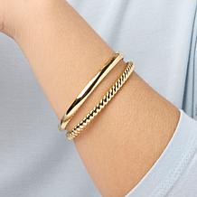 BAUBLEBAR Arlo Goldtone Smooth and Textured 2-piece Cuff Set