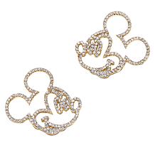 Disney Mickey Mouse Flat Gold Tone Fish Hook Earrings