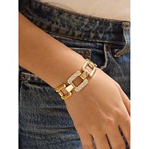 BAUBLEBAR Goldtone Pavé Accent Square Link Chain Bracelet