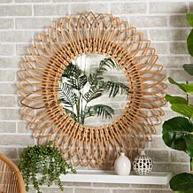 Baxton Studio Bora Modern Bohemian Rattan Accent Wall Mirror