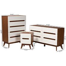 Baxton Studio Calypso Mid Century Modern Wood 3 Piece Storage Set