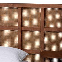 Baxton Studio Cascadia Mid-Century Wingback Platform Bed with Rattan