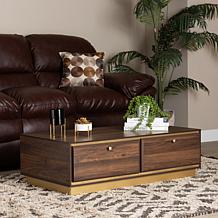 Baxton Studio Cormac Mid-Century Modern Metal 2-Drawer Coffee Table