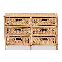 Baxton Studio Dariana Modern Bohemian Rattan 6-Drawer Storage Cabinet