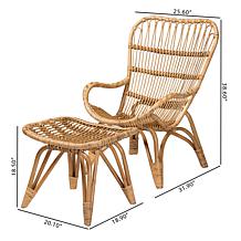 Baxton Studio Earvin Modern Bohemian Rattan 2-Piece Set