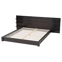 Baxton Studio Elina Queen Walnut Brown Wood Platform Bed with Shelves