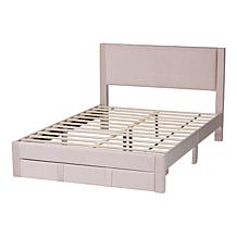 Baxton Studio Elora Pleated Velvet Upholstered Storage Bed with Drawer