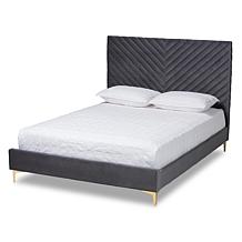 Leyton Lt Gray and Brown Queen Size Platform Bed HSN