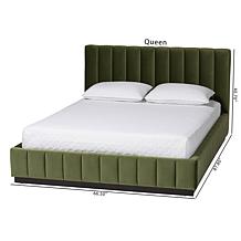 Baxton Studio Granger Velvet Platform Bed - White Queen