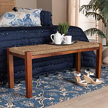 Baxton Studio Hermes Mid Century Natural Seagrass and Wood Bench