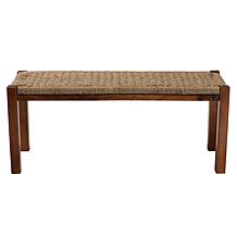 Baxton Studio Hermes Mid Century Natural Seagrass and Wood Bench