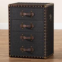 Baxton Studio Jaelyn Vintage-Inspired Wood & Canvas End Table