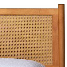 Baxton Studio Jenn Japandi Queen Platform Bed with Rattan Accents