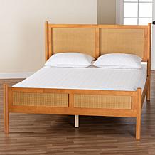 Baxton Studio Jenn Japandi Queen Platform Bed with Rattan Accents
