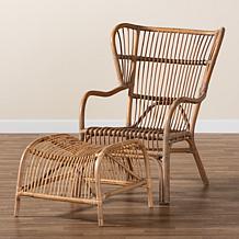 Baxton Studio Lamaria Modern Rattan 2-Pc Chair and Footstool Set