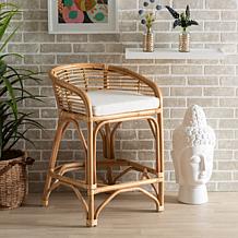 Baxton Studio Maverick Modern Upholstered and Rattan Counter Stool