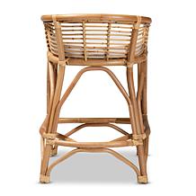 Baxton Studio Maverick Modern Upholstered and Rattan Counter Stool
