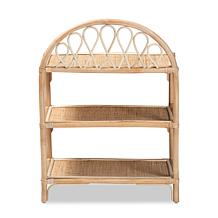 Baxton Studio Redell Modern Bohemian Rattan 3-Tier Display Shelf
