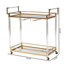Baxton Studio Savannah Contemporary Metal and Glass Wine Cart