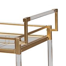Baxton Studio Savannah Contemporary Metal and Glass Wine Cart