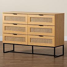 Baxton Studio Sawyer Mid-Century Modern Wood Metal 6 Drawer Cabinet