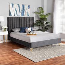 Baxton Studio Serrano Contemporary Fabric Queen Size Platform Bed