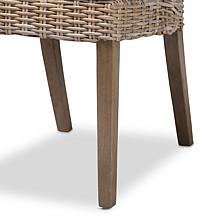 Baxton Studio Toby Bohemian Grey Rattan 2-Piece Dining Chair Set