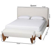 Baxton Studio Vinicio Mid-Century Modern King Set with Bed and Bench