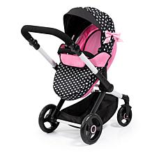 Bayer Convertible Xeo Doll Pram with Matching Handbag - Black & Pink