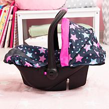 Bayer Doll Car Seat with Turquoise & Pink Stars Pattern