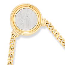 Bellezza 100 Lira Coin Bronze Curb-Link Chain Drop Necklace
