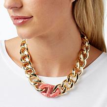 Bellezza 18" Resin Clasp Bronze Curb-Link Necklace